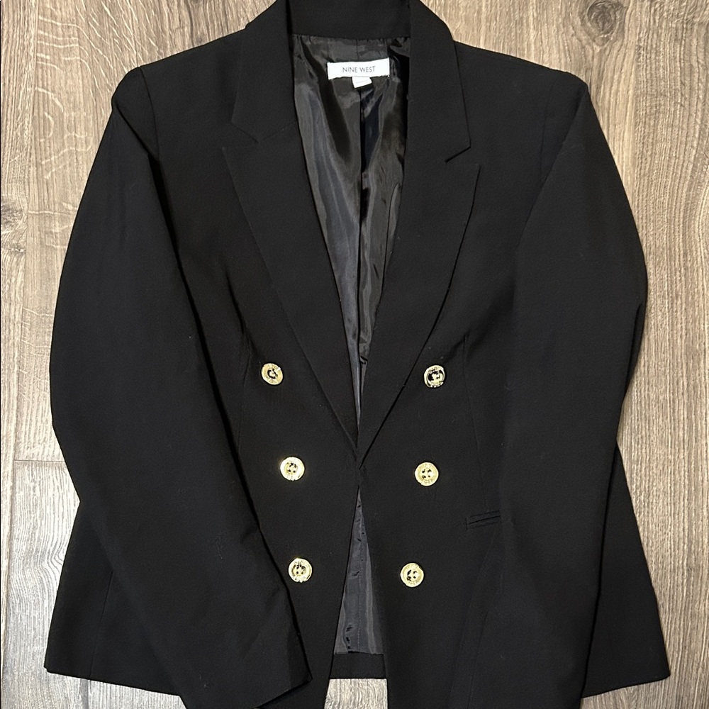 Nine West Black Blazer with Gold Buttons